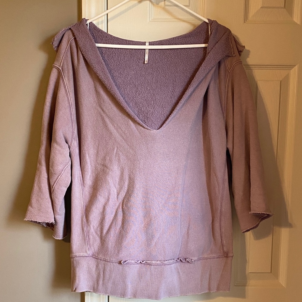Free People Lavender Distressed Sweatshirt
